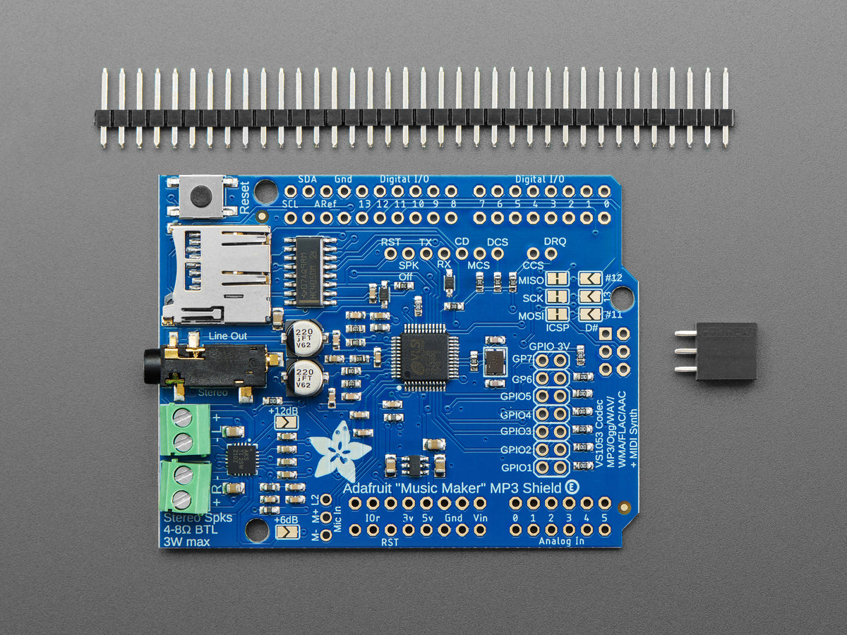 Adafruit "Music Maker" MP3 Shield für Arduino mit 3W Stereo-Verstärker – v1.0, 1788