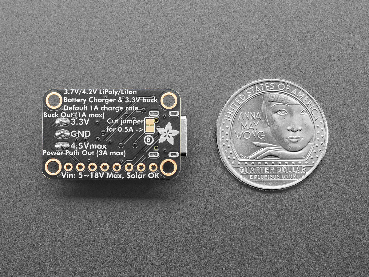 Adafruit bq25185 USB / DC / Solar-Ladegerät mit 3,3V Buck-Konverter Board, 6092