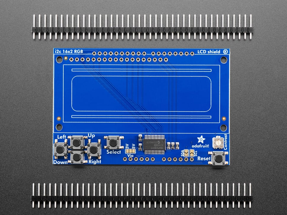 Adafruit I2C Controlled + Keypad Shield Kit for 16x2 LCD, 715