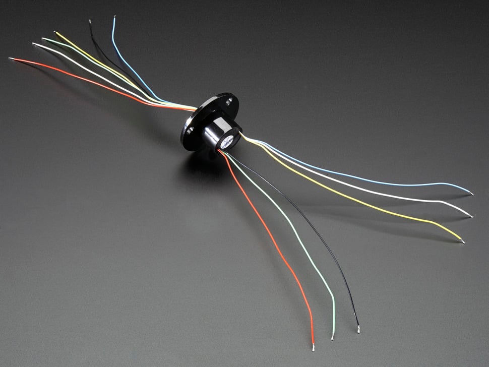 Adafruit Slip Ring with Flange, 22mm diameter, 6 wires, max 240V @ 2A, 736
