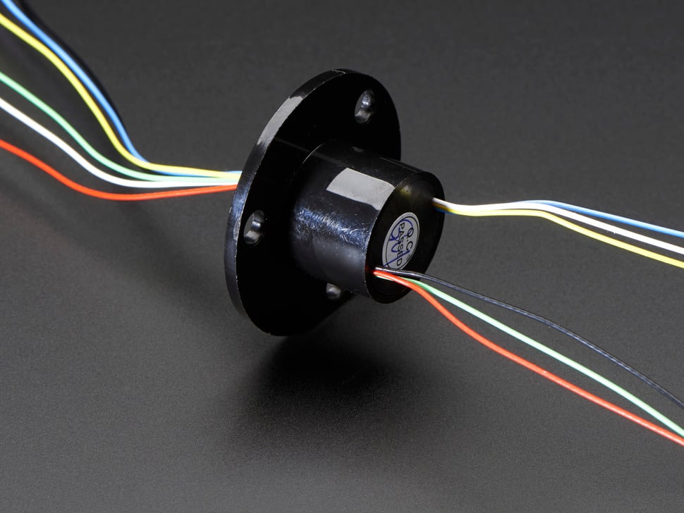 Adafruit Slip Ring with Flange, 22mm diameter, 6 wires, max 240V @ 2A, 736