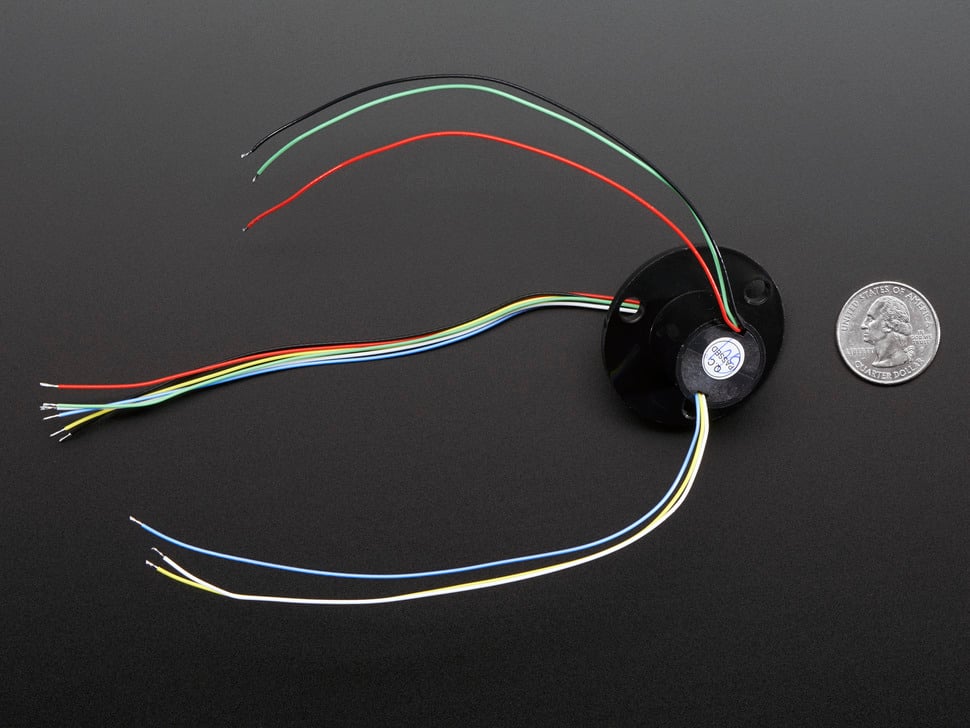 Adafruit Slip Ring with Flange, 22mm diameter, 6 wires, max 240V @ 2A, 736