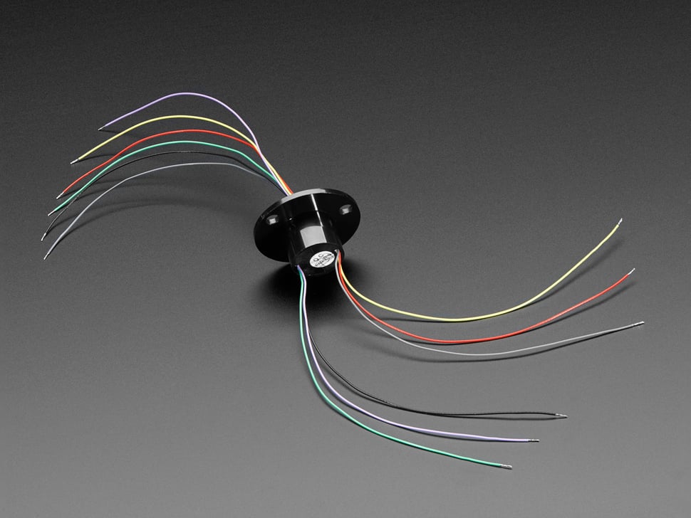 Adafruit Slip Ring with Flange, 22mm diameter, 6 wires, max 240V @ 2A, 736