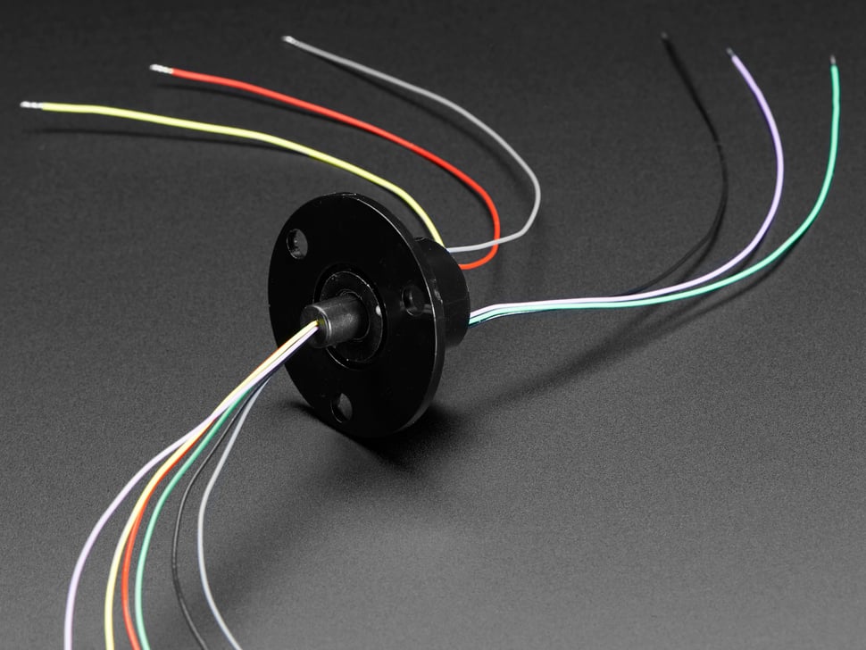 Adafruit Slip Ring with Flange, 22mm diameter, 6 wires, max 240V @ 2A, 736