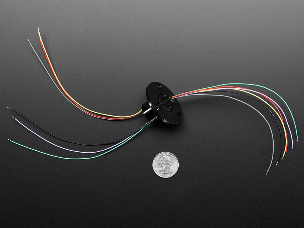 Adafruit Slip Ring with Flange, 22mm diameter, 6 wires, max 240V @ 2A, 736
