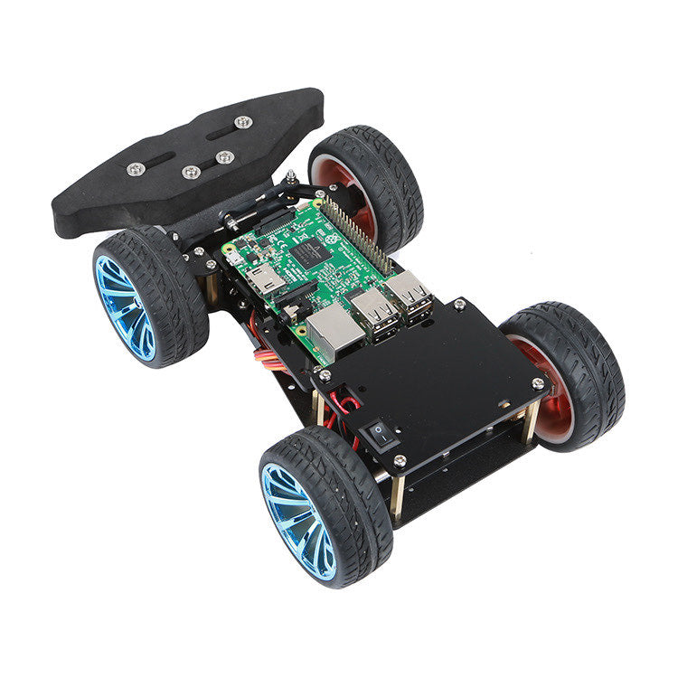 4WD chassis steered by a servo motor with motor incl. gears and servo