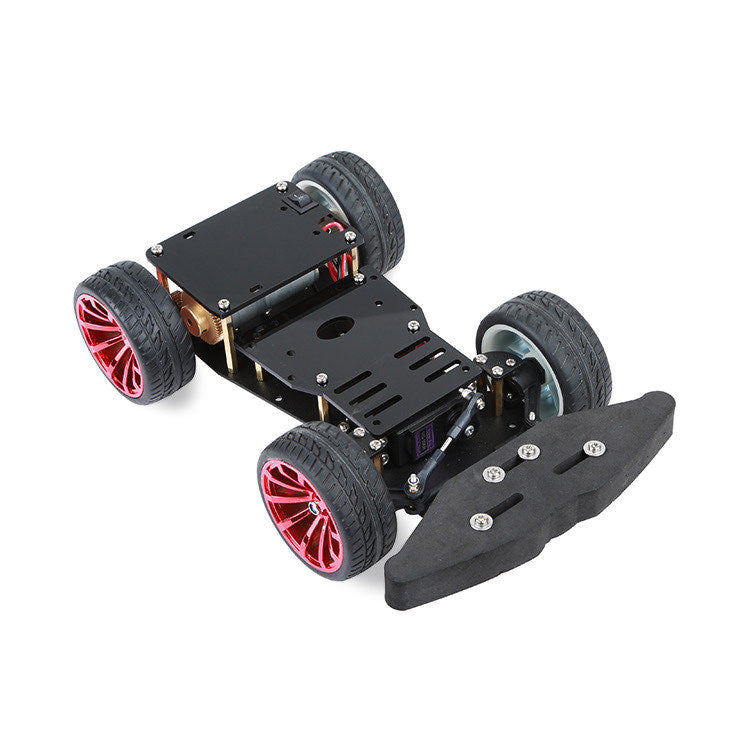 4WD chassis steered by a servo motor with motor incl. gears and servo