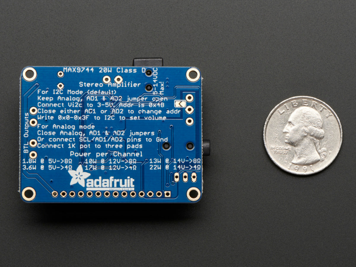 Adafruit Stereo 20W Class D Audio Amplifier, MAX9744
