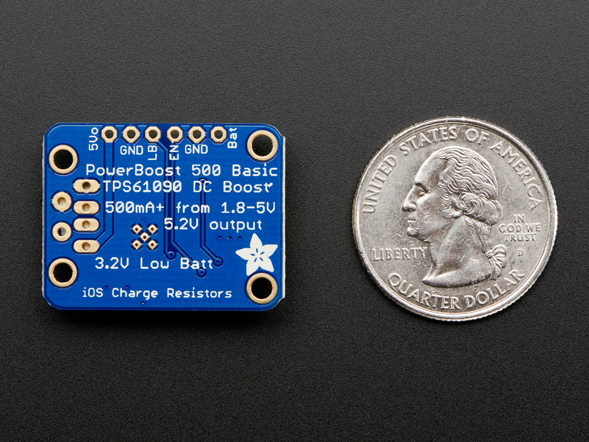 Adafruit PowerBoost 500 Basic, 5V USB Boost @ 500mA from 1.8V+