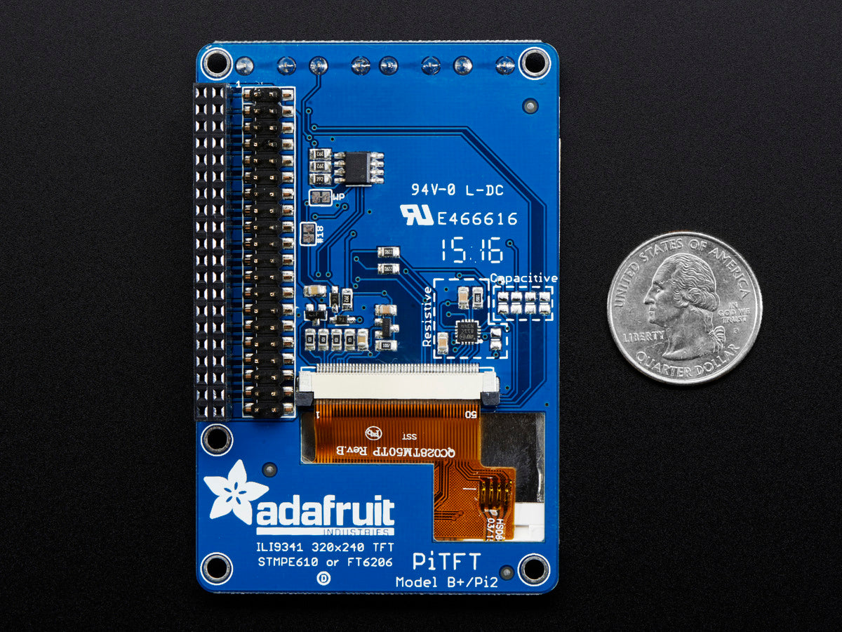 Adafruit PiTFT Plus Assembled 320x240 2.8" TFT + Resistive Touchscreen