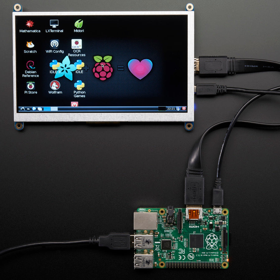 Adafruit HDMI 7" 800x480 Display Backpack, Without Touch