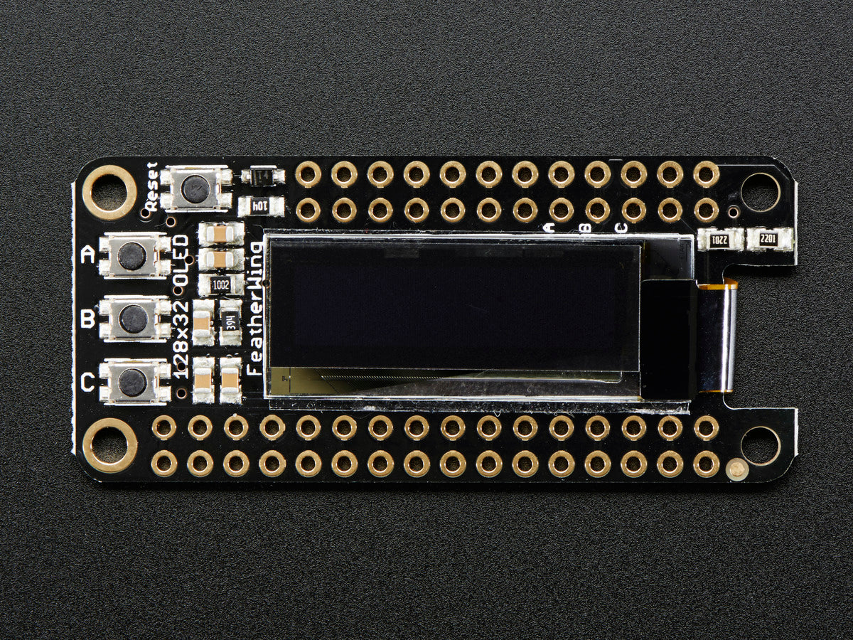 Adafruit FeatherWing OLED, 128x32 OLED Add-on For All Feather Boards