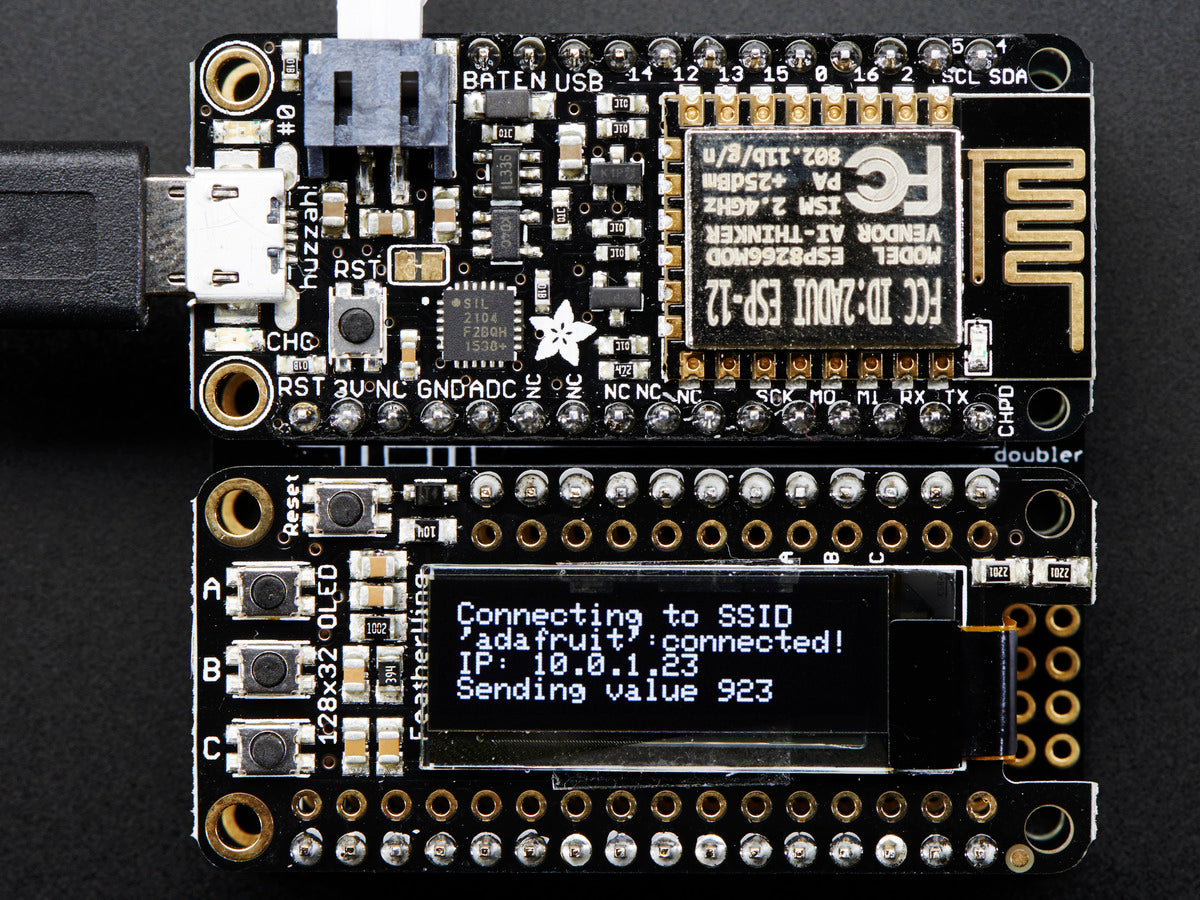 Adafruit FeatherWing OLED, 128x32 OLED Add-on For All Feather Boards
