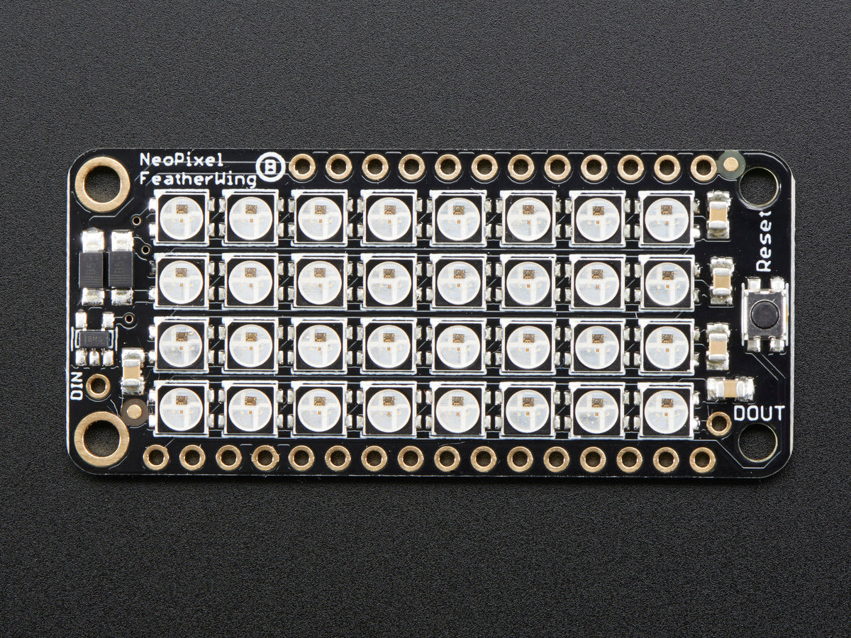 Adafruit NeoPixel FeatherWing, 4x8 RGB LED Add-on For All Feather Boards