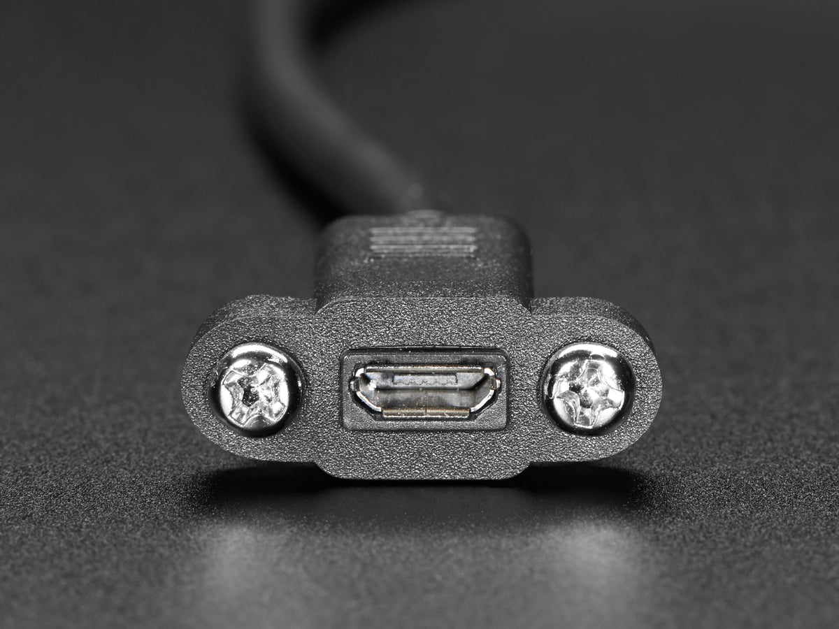 Adafruit Panel Mount Extension USB Cable, Micro B Male to Micro B Female