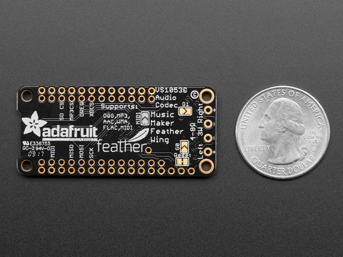 Adafruit Music Maker FeatherWing with Amp, MP3 OGG WAV MIDI Synth Player