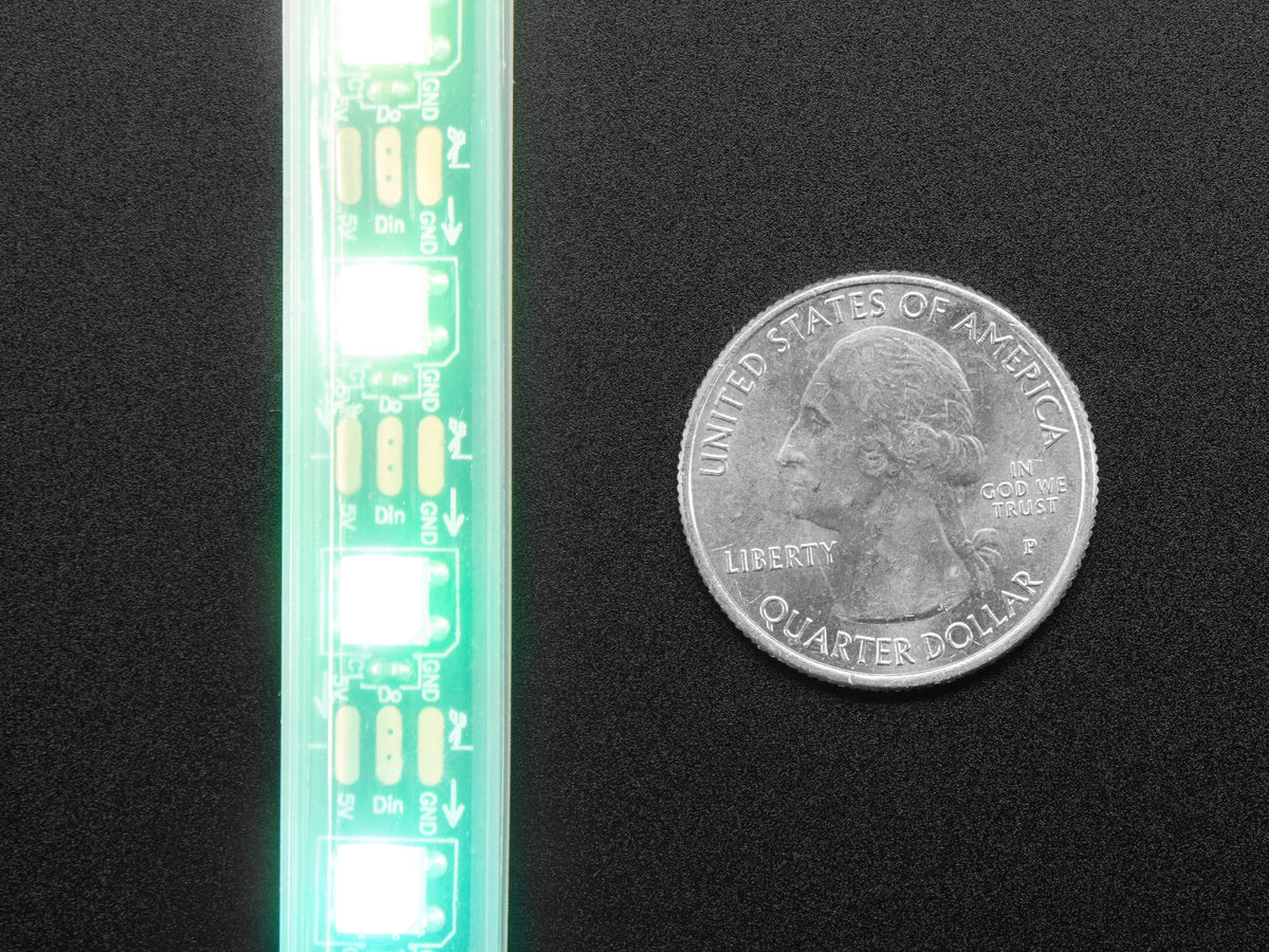 Adafruit NeoPixel LED Strip w/ Alligator Clips, 60 LED/m, 0.5 Meter Long, Black Flex