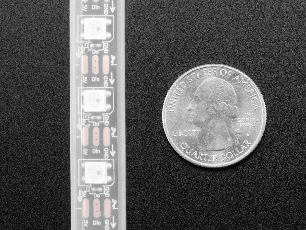 Adafruit NeoPixel LED Strip w/ Alligator Clips, 60 LED/m, 0.5 Meter Long, Black Flex