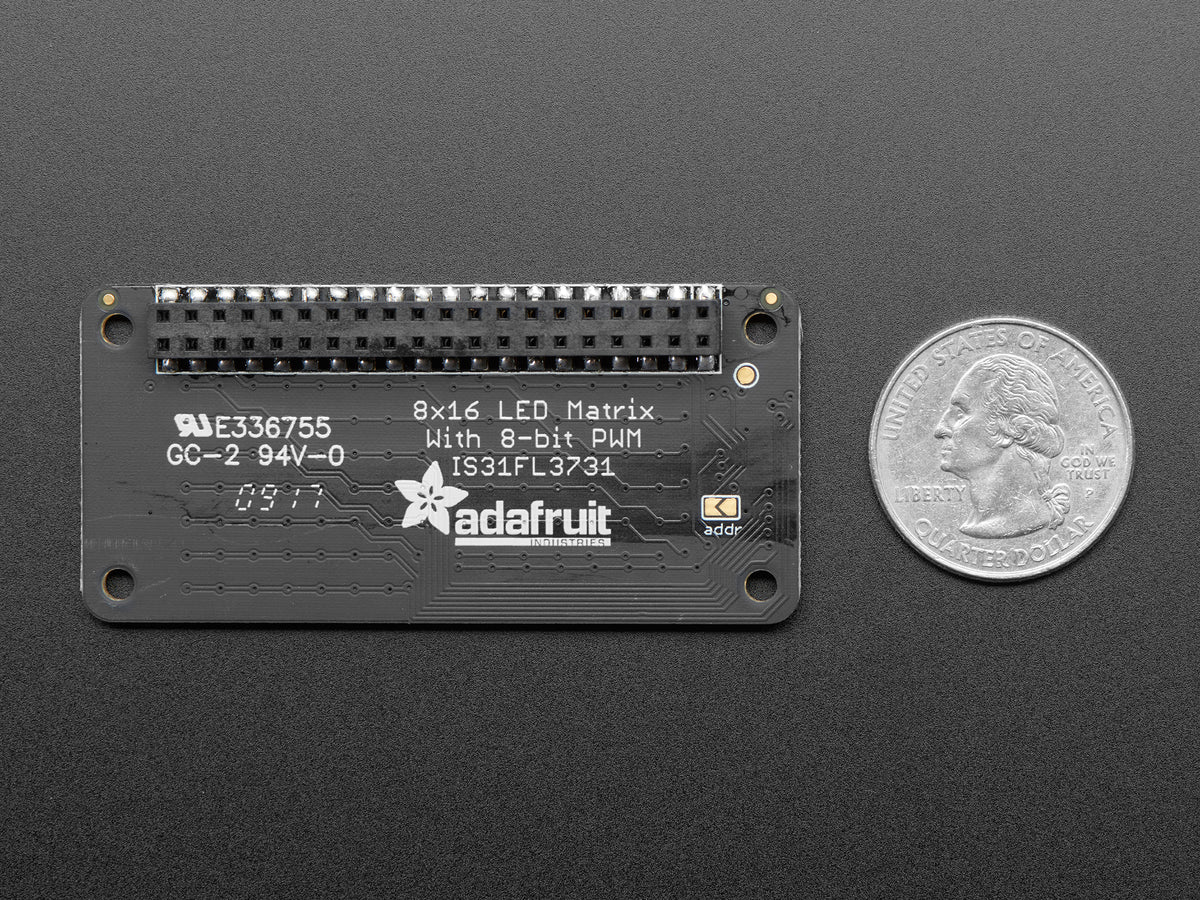 Adafruit 8x16 CharliePlex LED Matrix Bonnet, Cool White