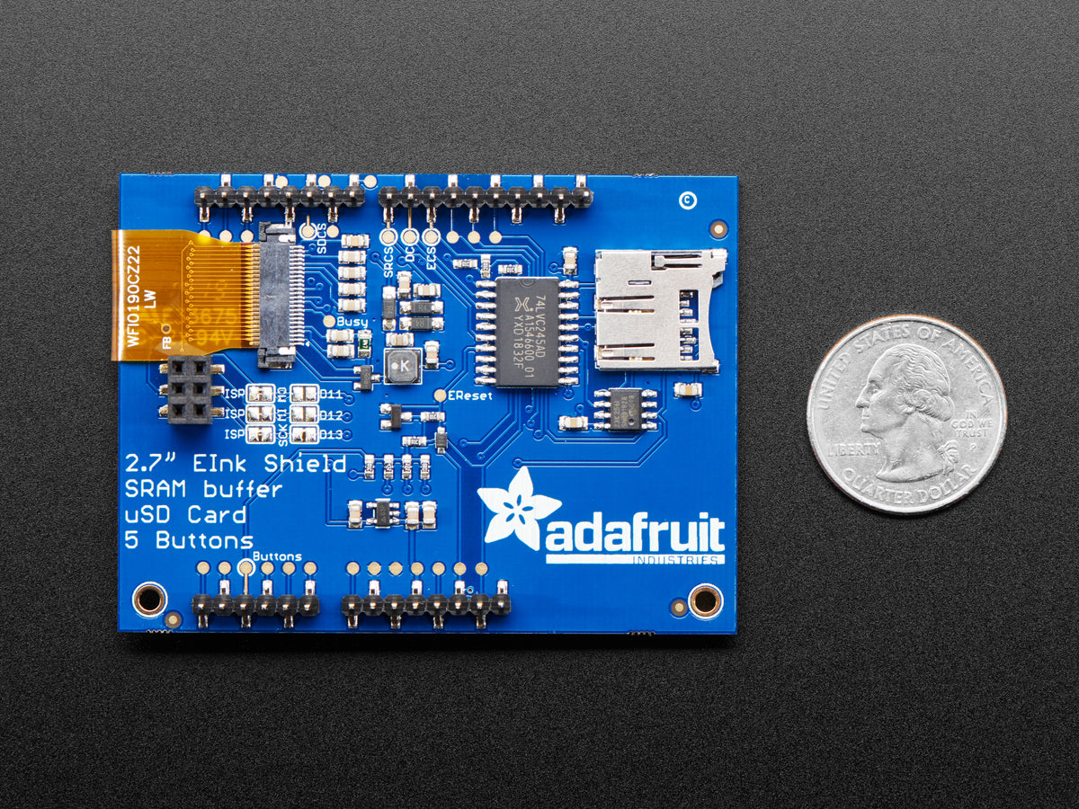 Adafruit 2.7" Tri-Color eInk / ePaper Shield with SRAM, Red Black White