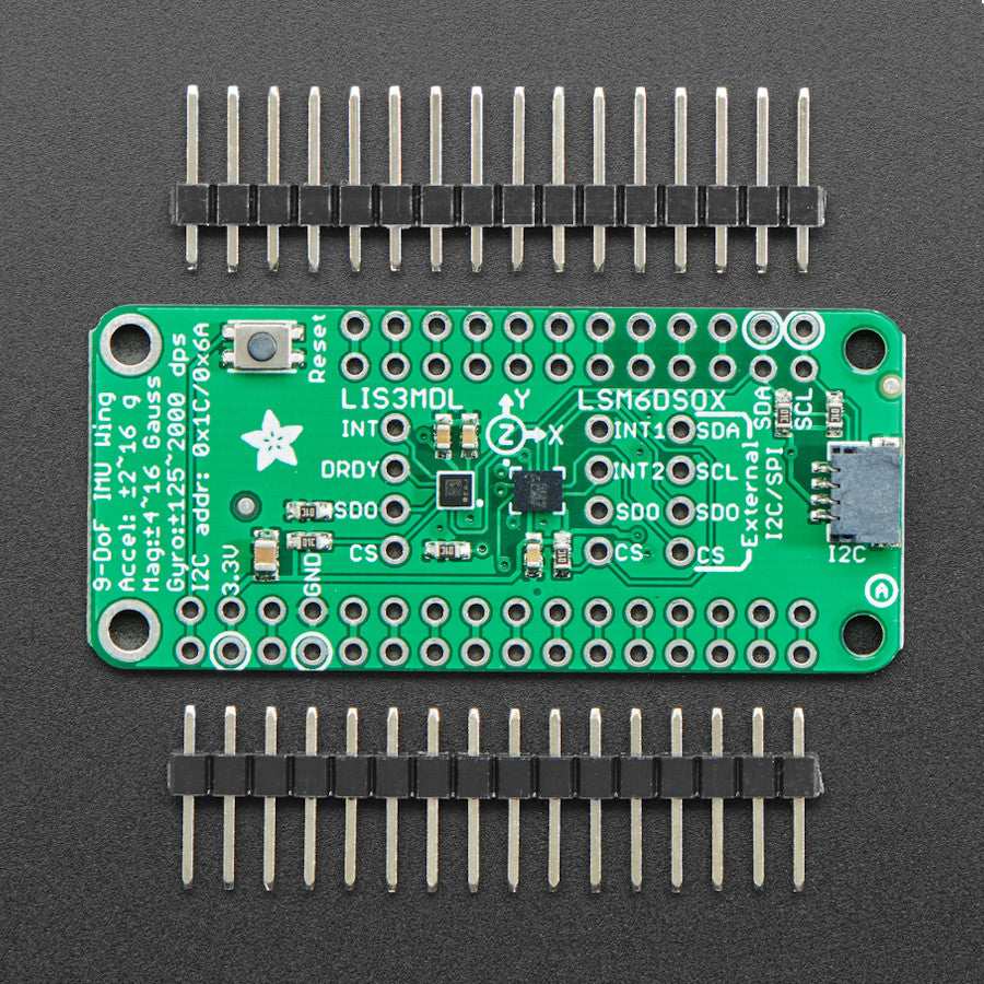 Adafruit LSM6DSOX + LIS3MDL FeatherWing, Precision 9-DoF IMU