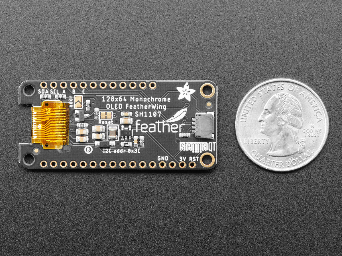 Adafruit FeatherWing OLED, 128x64 OLED Add-on For Feather, STEMMA QT / Qwiic