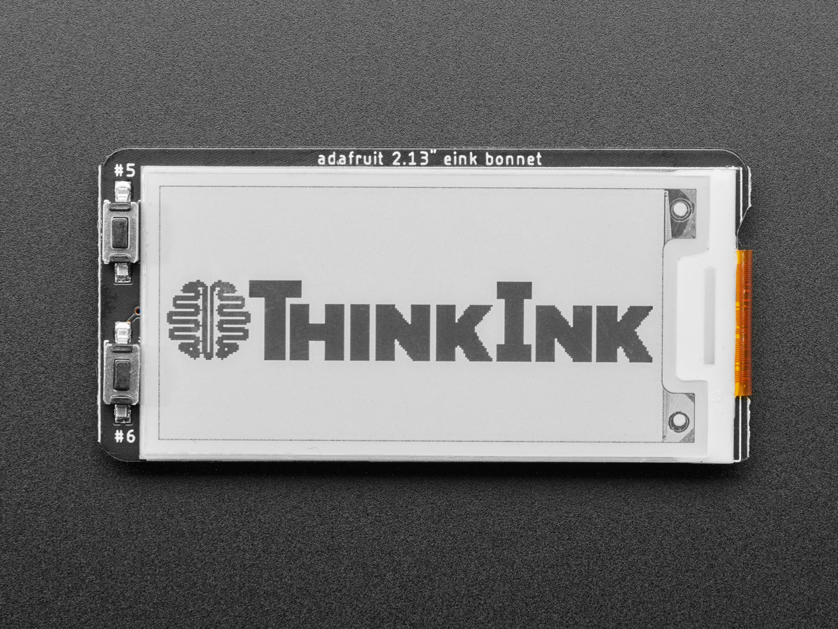 Adafruit 2.13" Monochrome E-Ink Bonnet for Raspberry Pi, THINK INK