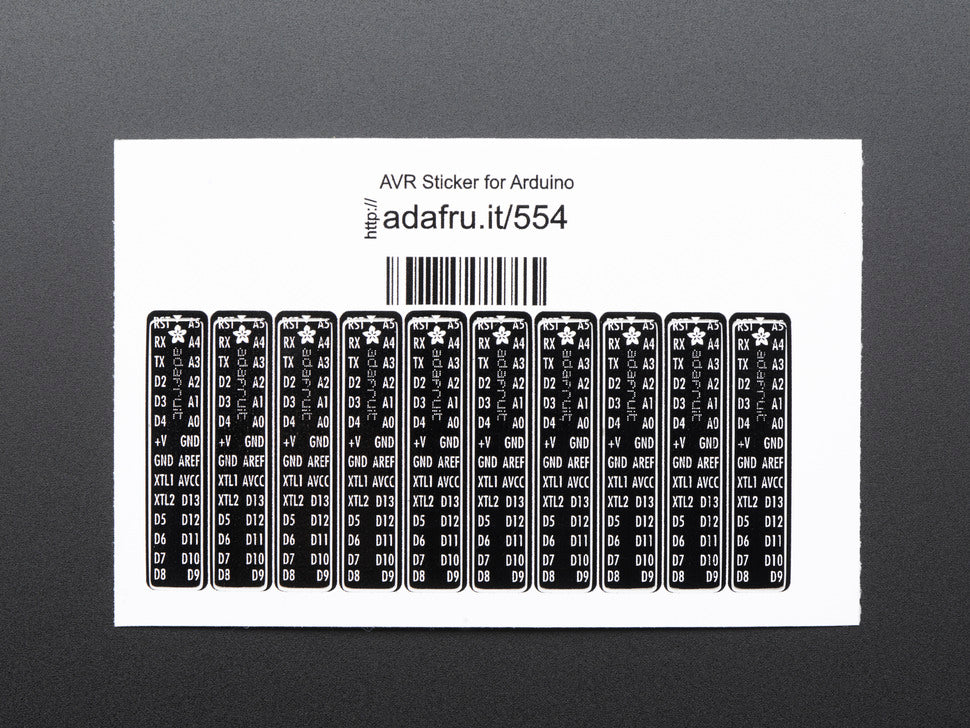 Adafruit AVR Sticker for Breadboard Arduino-compatibles, 10 pcs, 554