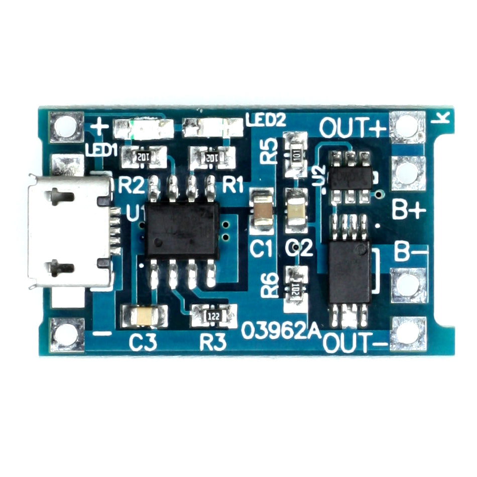Li-Ion Charging Module TP4056 with Battery Protection, 1A, MicroUSB