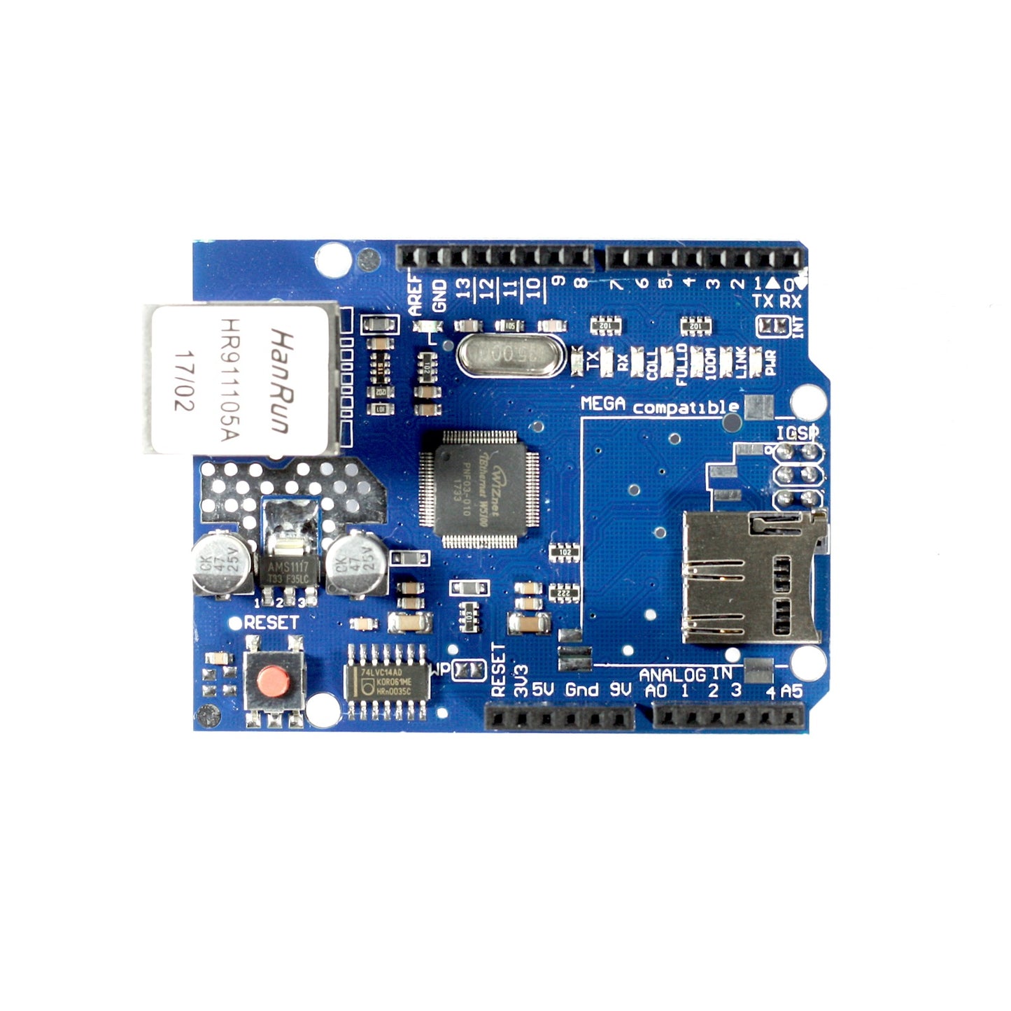 Ethernet Shield + MicroSD Slot with W5100 Controller for Arduino