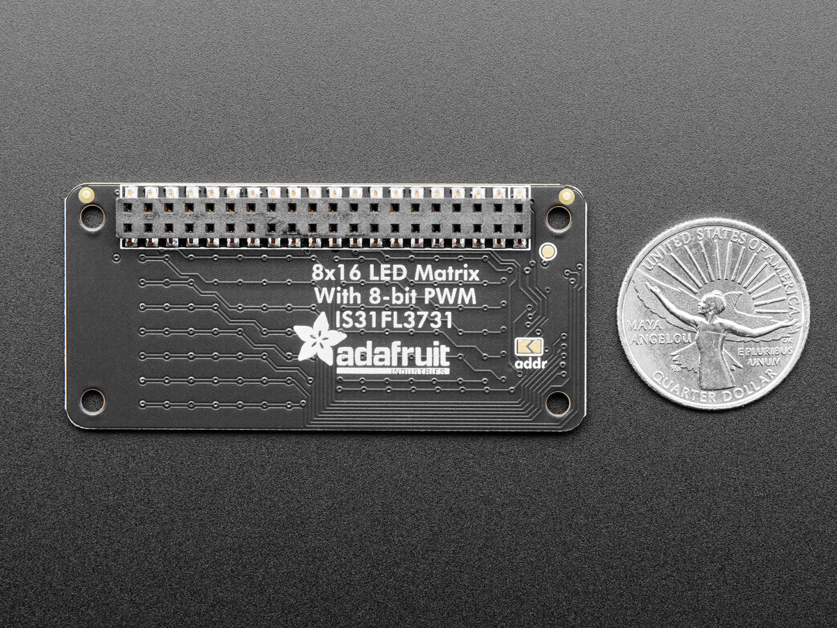 Adafruit CharliePlex LED‑Matrix‑Bonnet – 8×16 gelbe LEDs, 4119