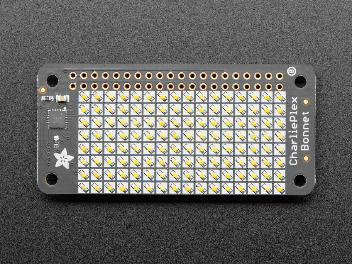 circuitpython | circuitpython hardware: charlieplex... Adafruit CharliePlex LED Matrix Bonnet, 8x16 Warm White LEDs, 4122 ...