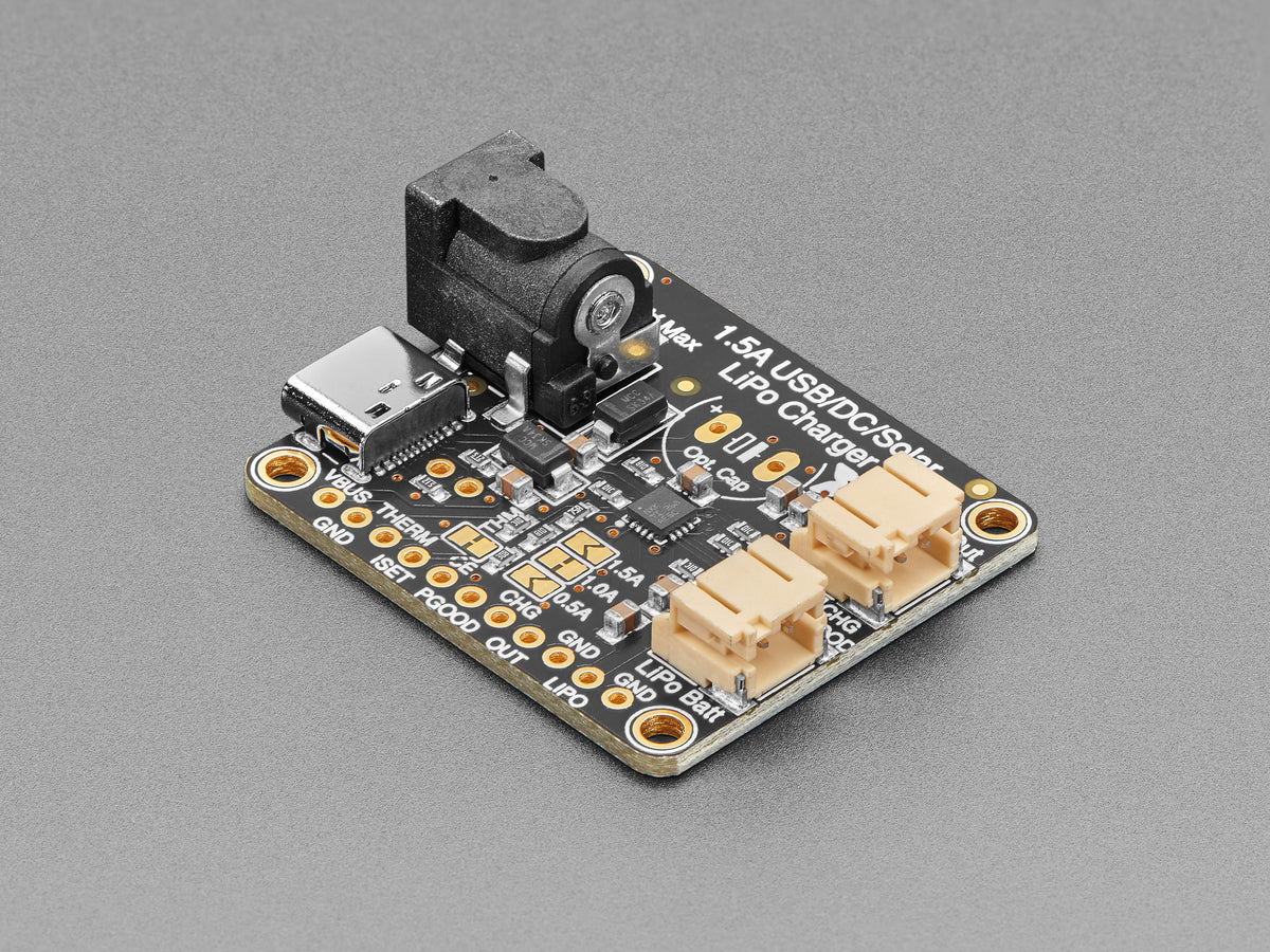 Adafruit Universelles USB-/DC-/Solar-Ladegerät für Lithium-Ionen-/Lithium-Polymer-Akkus – bq24074, 4755