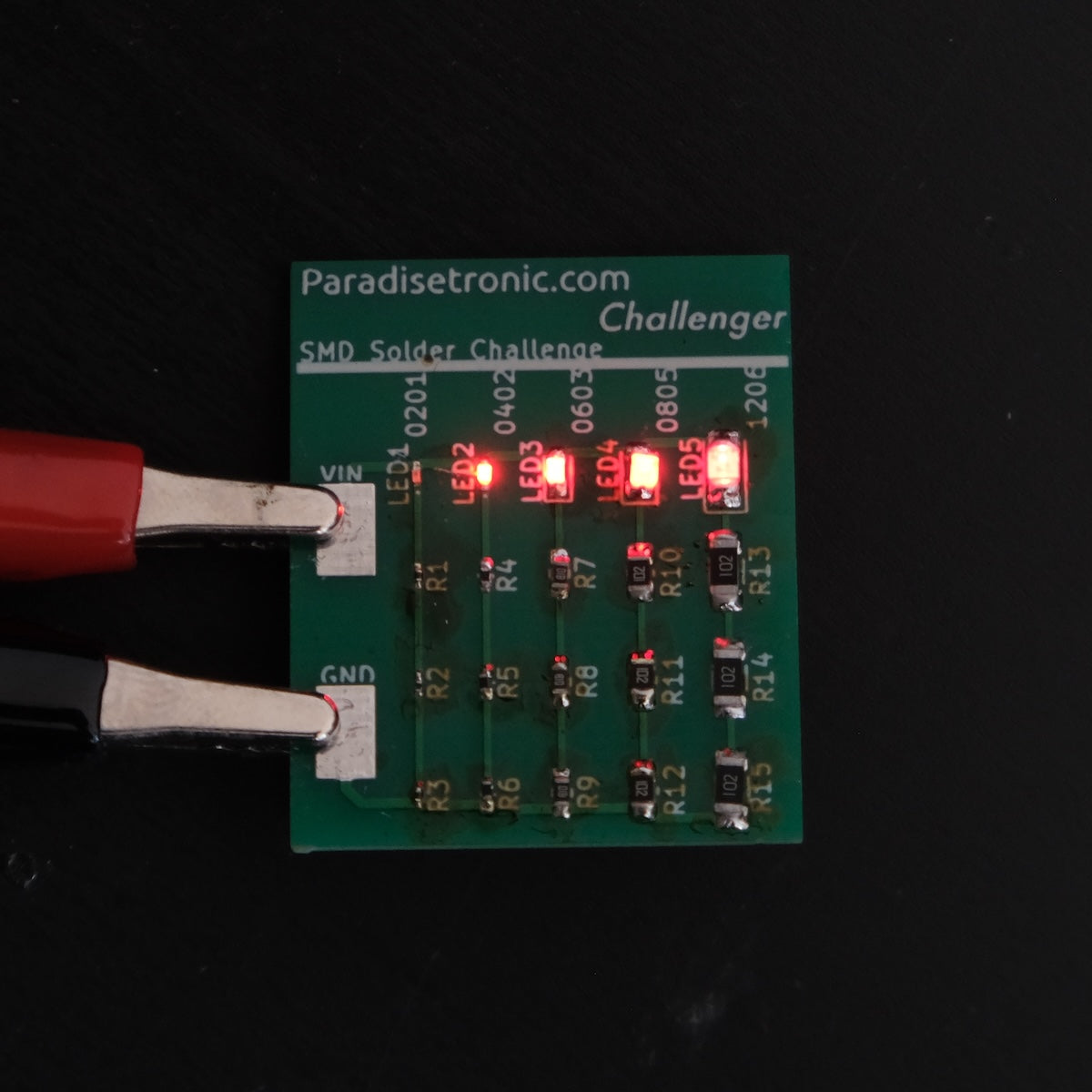 SMD Soldering Challenge, Löten lernen mit SMD-Bauteilen (0201 bis 1206)