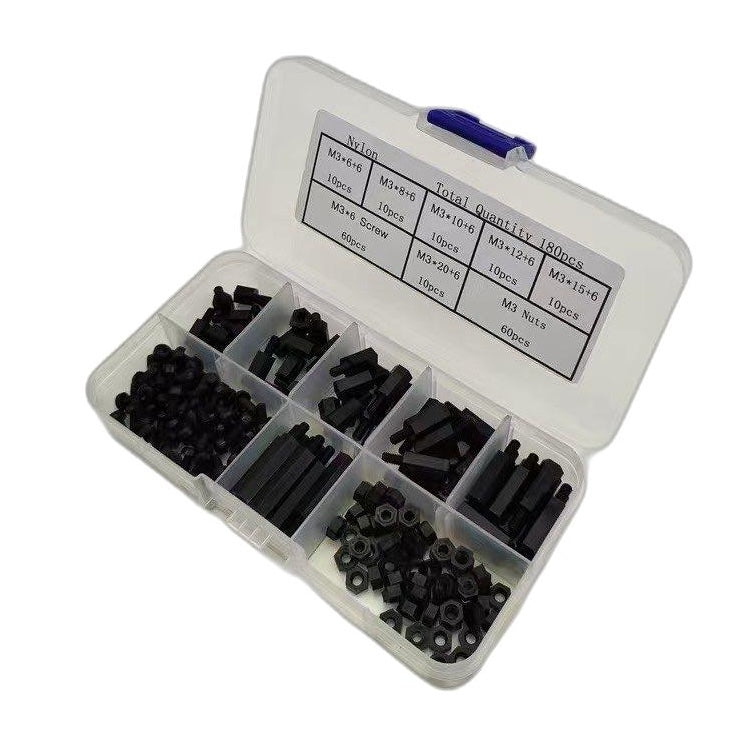 M3 Nylon Screw Set with Standoffs and Nuts, 180-piece