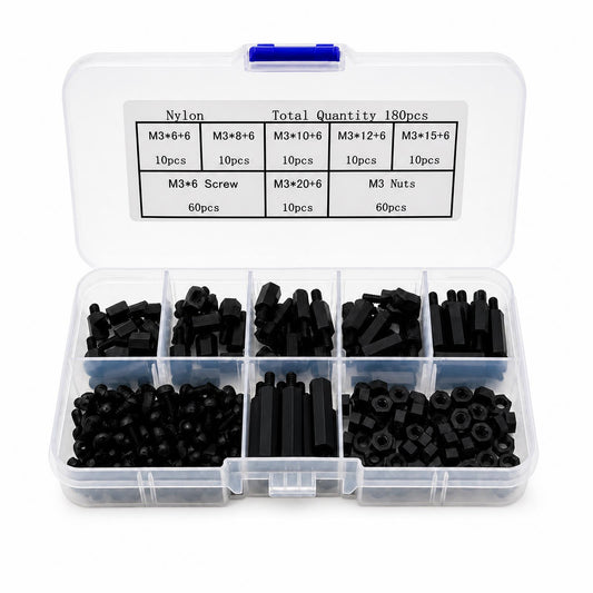M3 Nylon Screw Set with Standoffs and Nuts, 180-piece