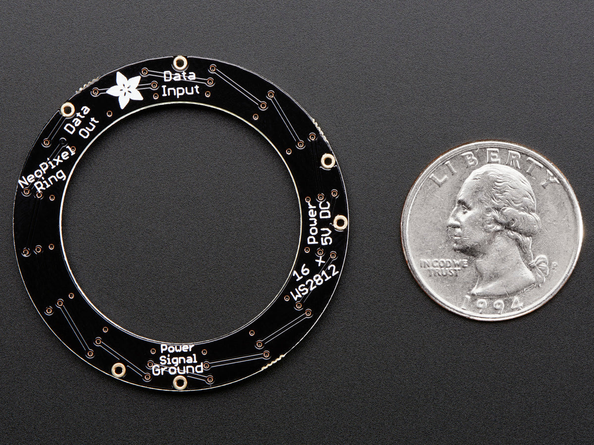 Adafruit NeoPixel Ring, 16 x 5050 RGB LED with Integrated Drivers