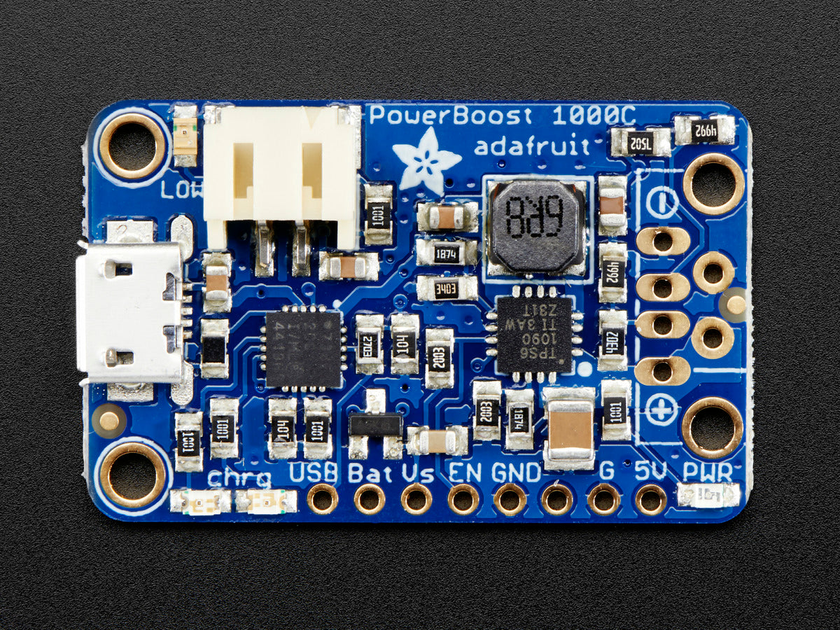 Adafruit PowerBoost 1000 Charger, Rechargeable 5V Lipo USB Boost @ 1A, 1000C