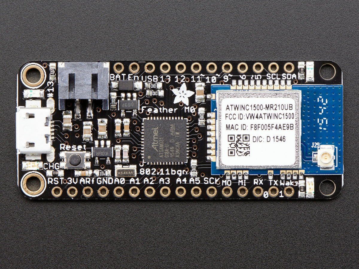 Adafruit Feather M0 WiFi with uFL, ATSAMD21 + ATWINC1500, fw 19.4.4