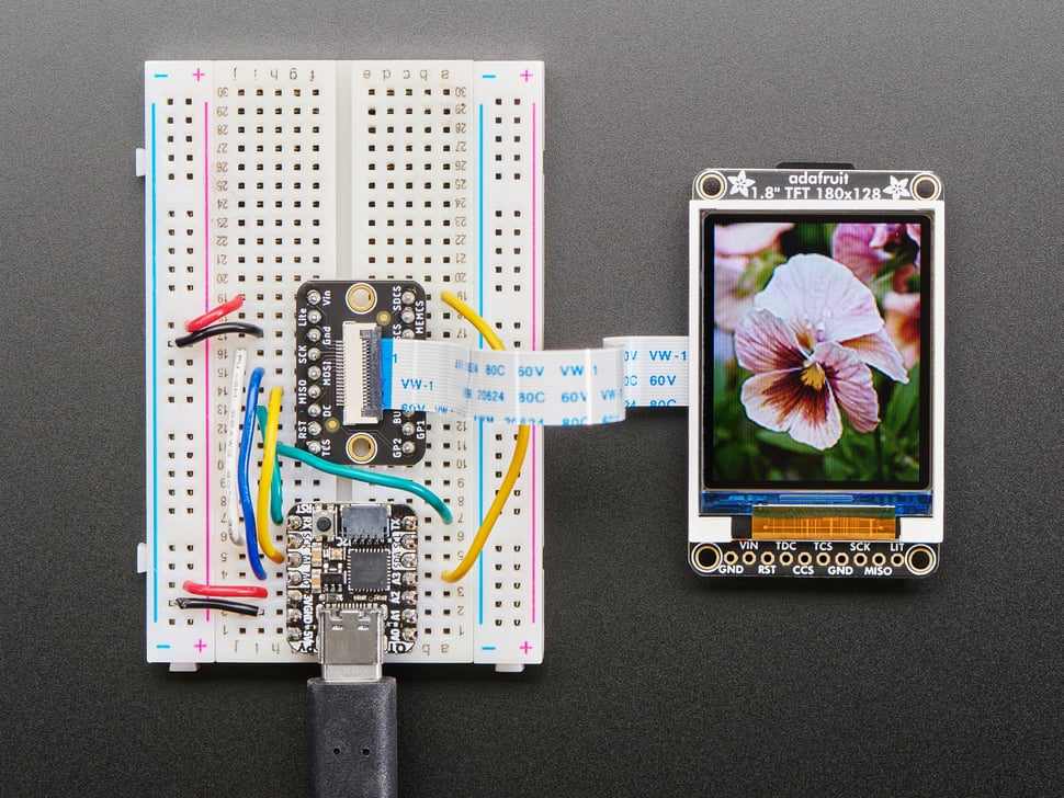 Adafruit 1.8" Color TFT LCD display with MicroSD Card Breakout, ST7735R, 358