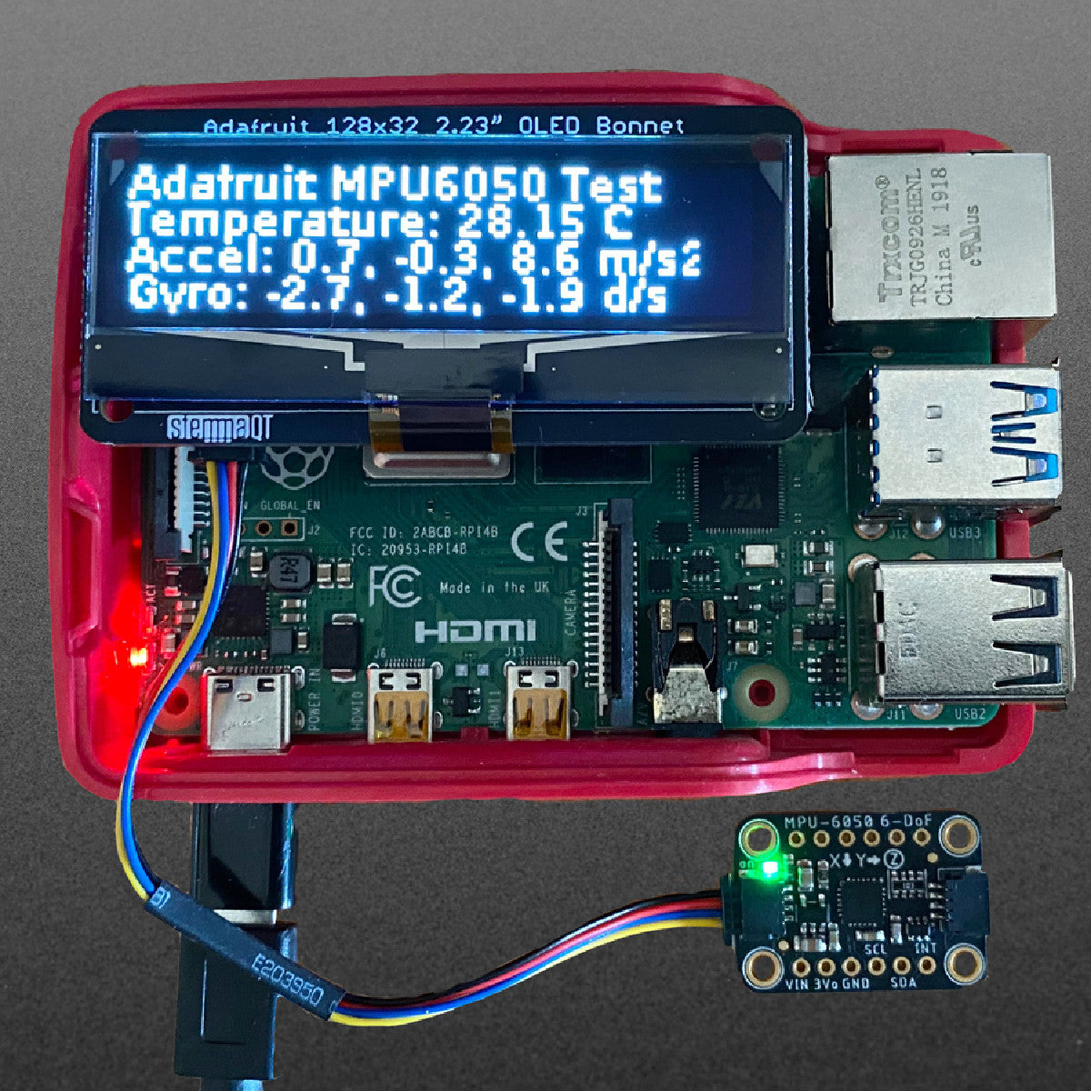 Adafruit 2.23" Monochrome OLED Bonnet for Raspberry Pi