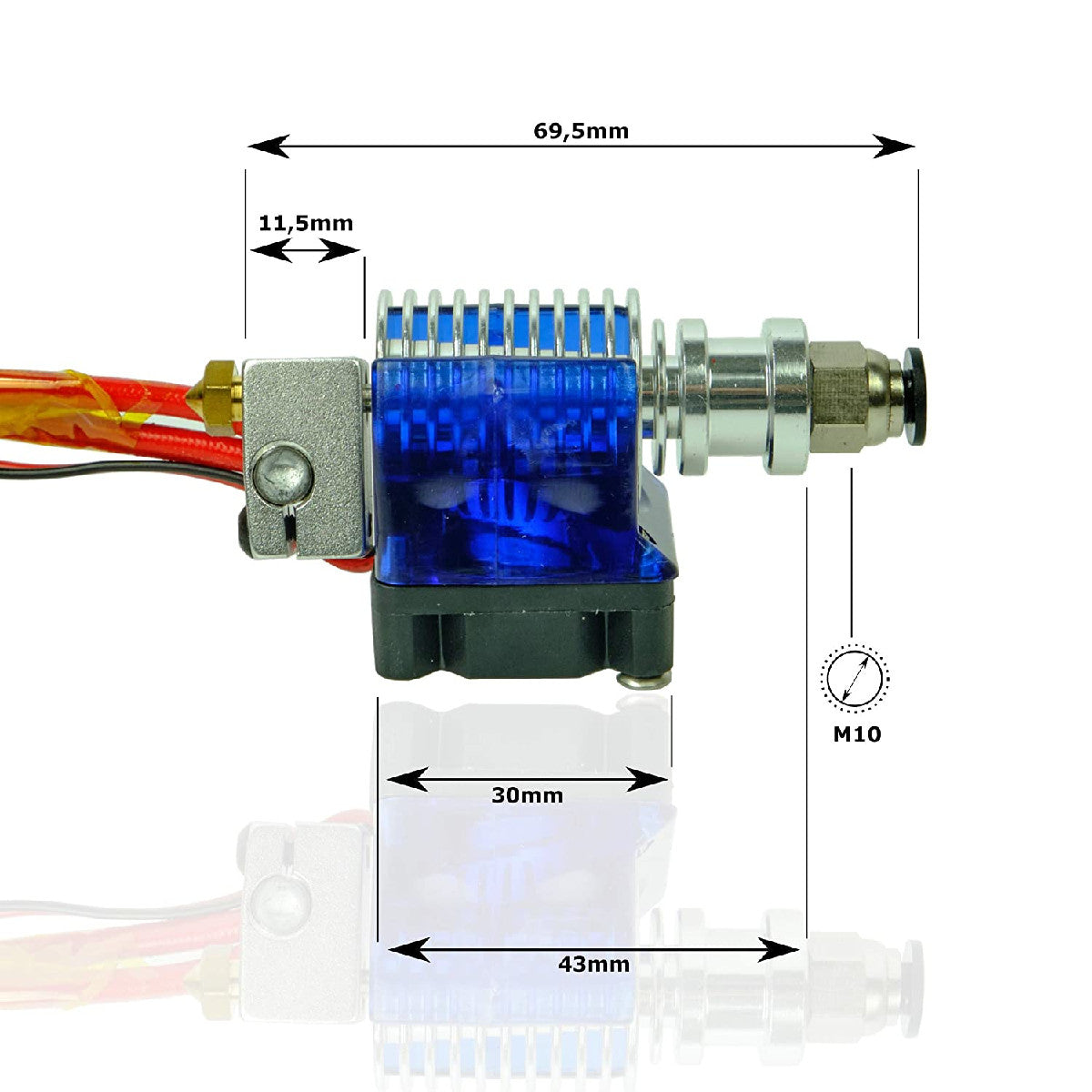 3D FREUNDE V6 Hot-End Kit: All Metal + Teflon J-head Bowden 0.4mm Nozzle Teflon Tube Fan PC4-m6 Push-Fit 1.75mm