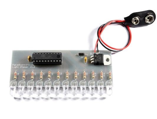 Light Chaser Kit V1.1 by Paradisetronic.com with 12 LEDs and Atmel AVR Microcontroller