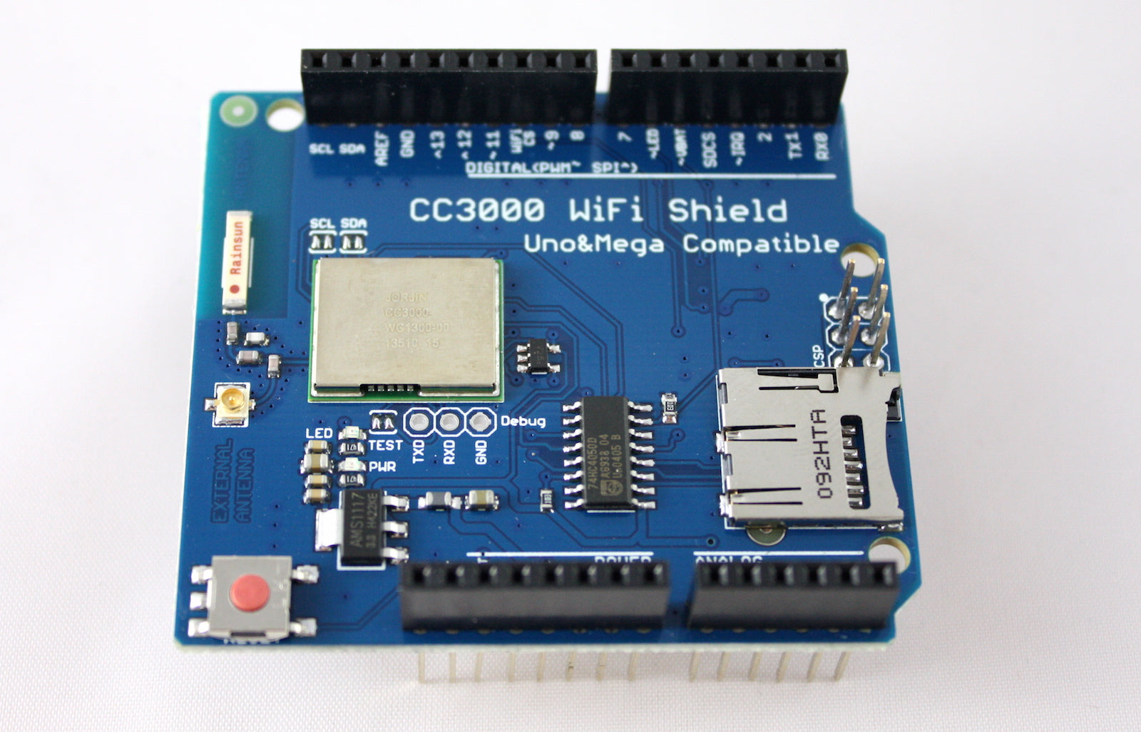 Cc3000 WiFi Shield with TI CC3000 + MicroSD Slot for Arduino | Paradisetronic.com
